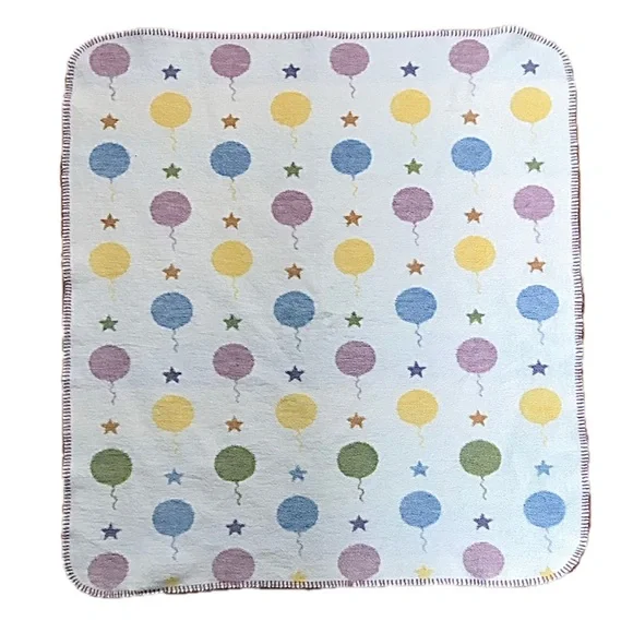 Docofil Balloons And Stars Thick Baby Blanket Unisex Fun Playful Colorful Cute - Picture 3 of 6